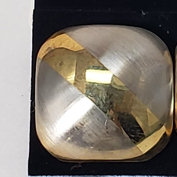 Gold, Silver Dual-Tone Stud Earrings Modern Stripe Design, 1-in Fashion Jewelry - Picture 4 of 7